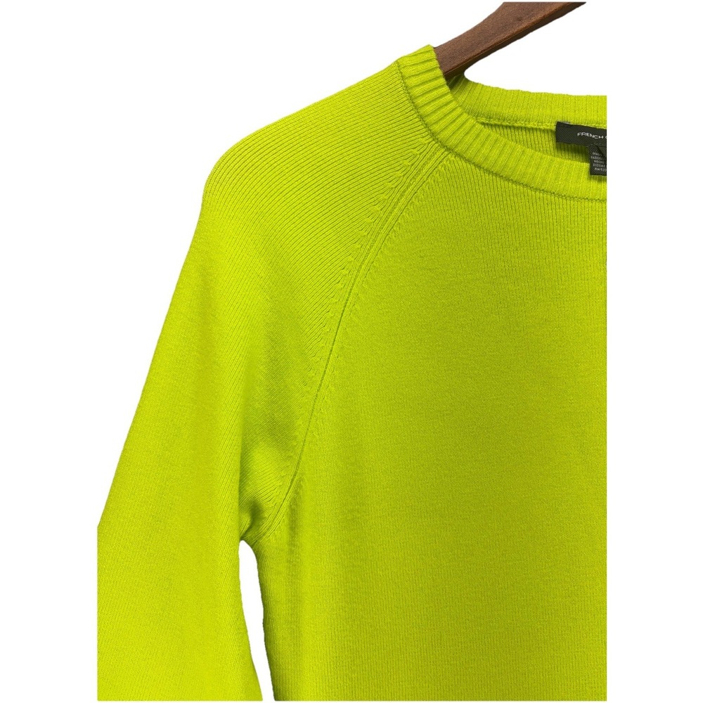 NWT French Connection Lime Punch Raglan Crew Neck Sweater L Soft Knit Neon Bold - Picture 6 of 12
